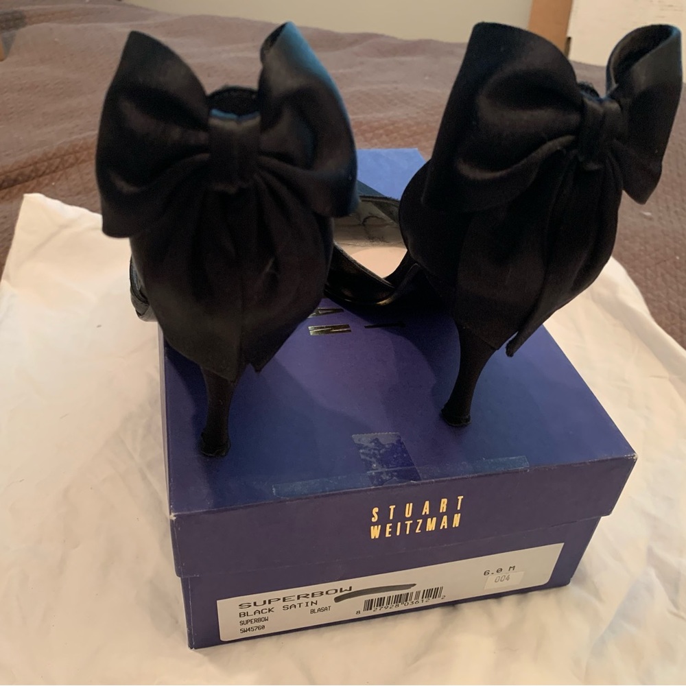 Stuart Weitzman Black Satin Heels
